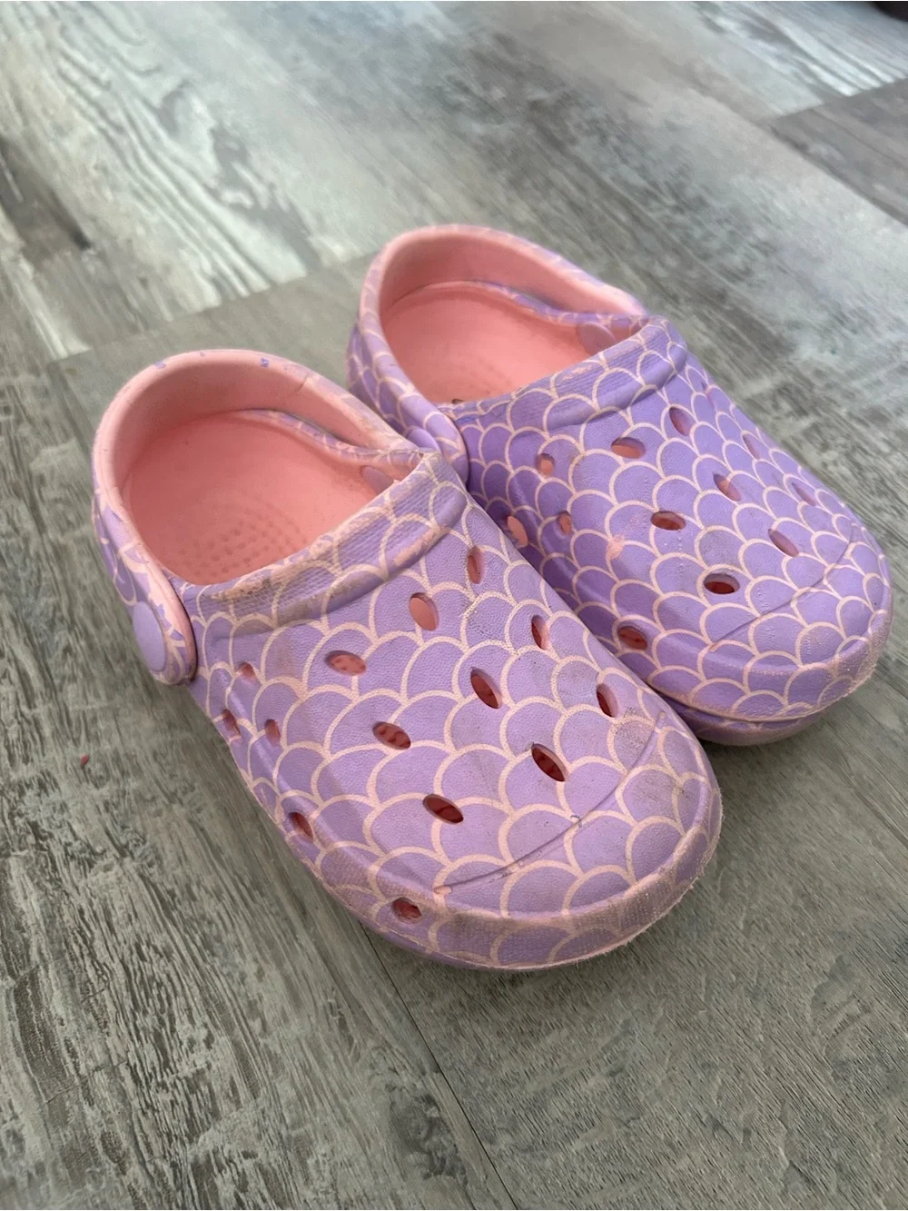 Kids Purple Mermaid Pattern Clog Shoes